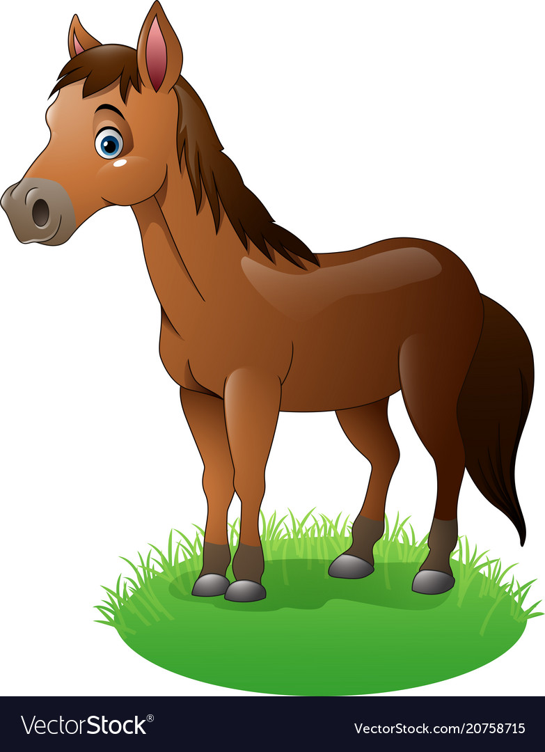 Cartoon Brown Horse On The Grass Royalty Free Vector Image