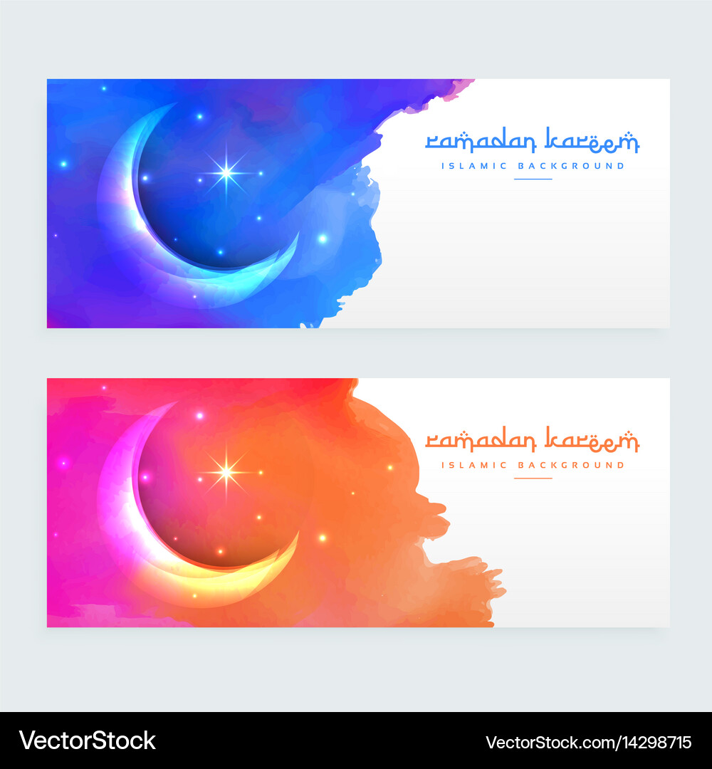 Creative Moon Design Islamic Banners With Vector Image