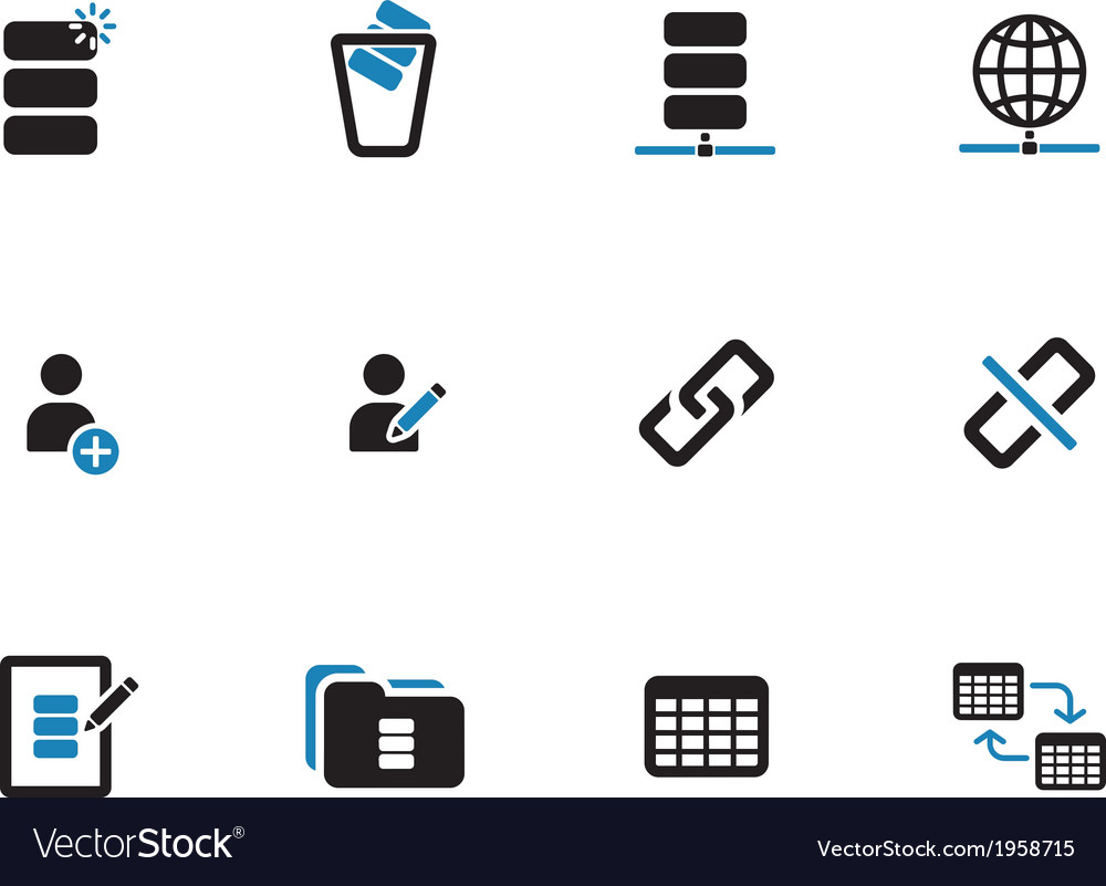 Database duotone icons on white background