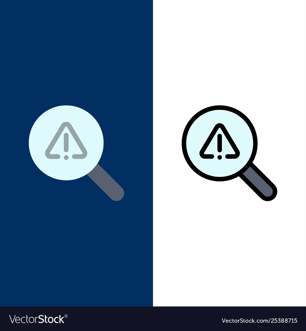 Find search view error icons flat and line filled vector image Find search view error icons flat and line filled