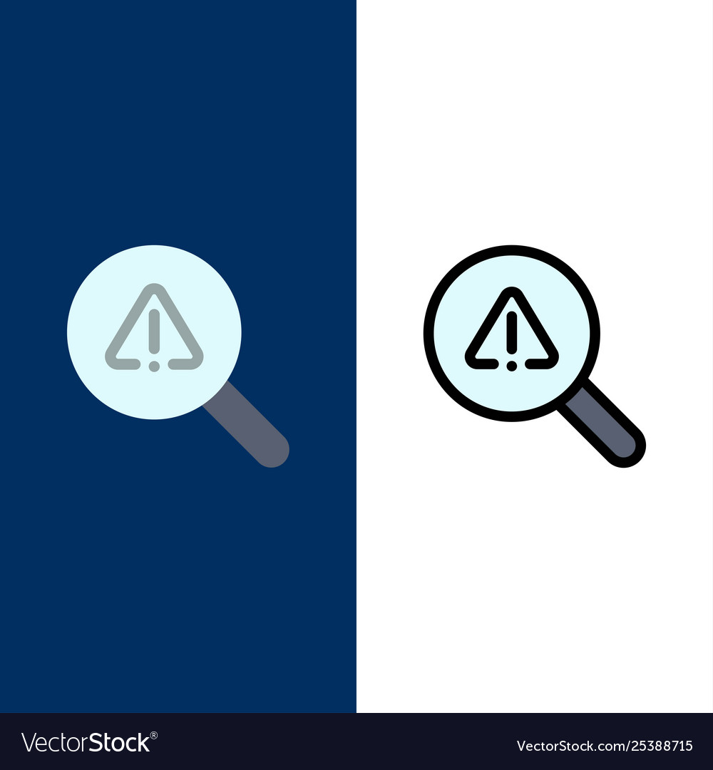 Find search view error icons flat and line filled