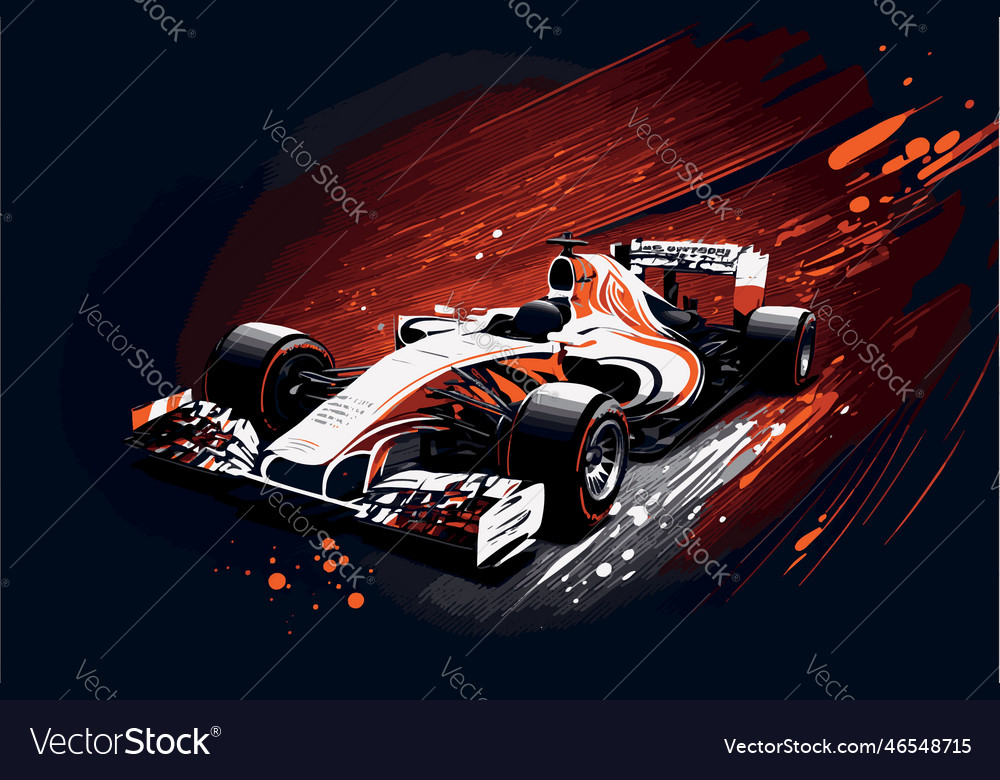 Formula one racer art of fast racing car f1