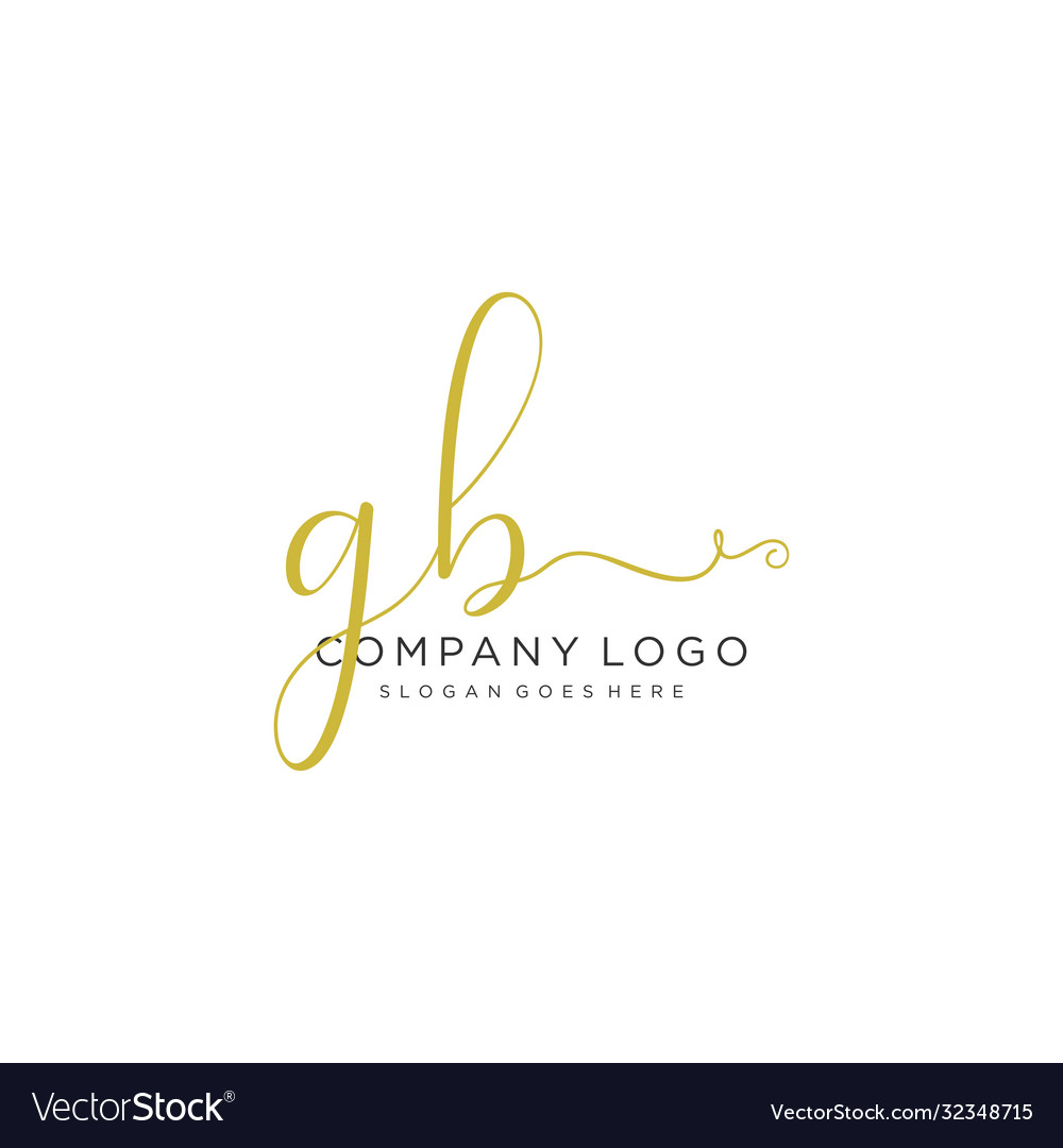 Gb initial handwriting logo design Royalty Free Vector Image