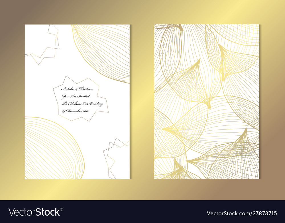 Golden floral cards set