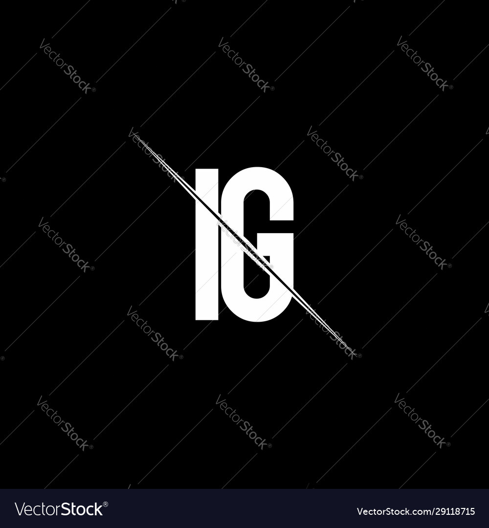Ig logo monogram with slash style design template