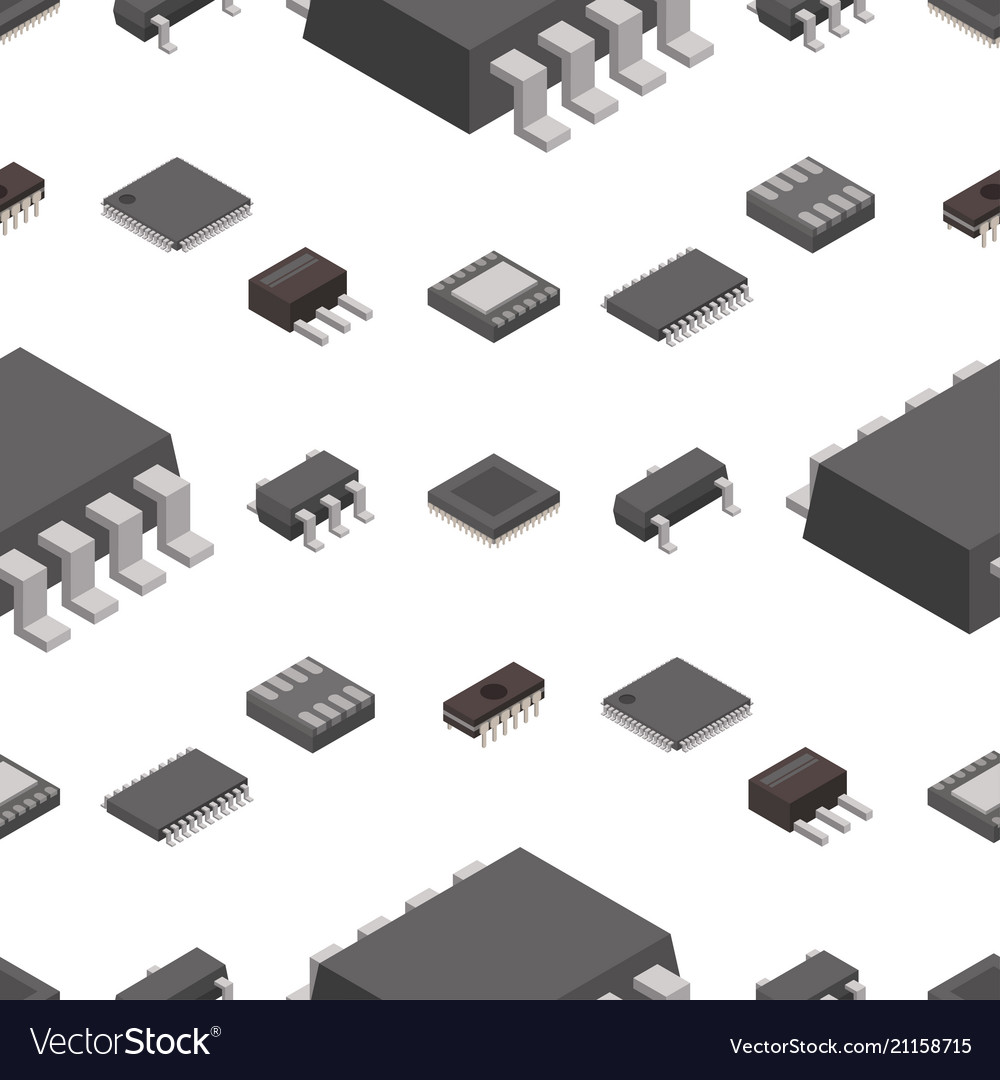 Microchip computer isometric chip vector image Microchip computer isometric chip
