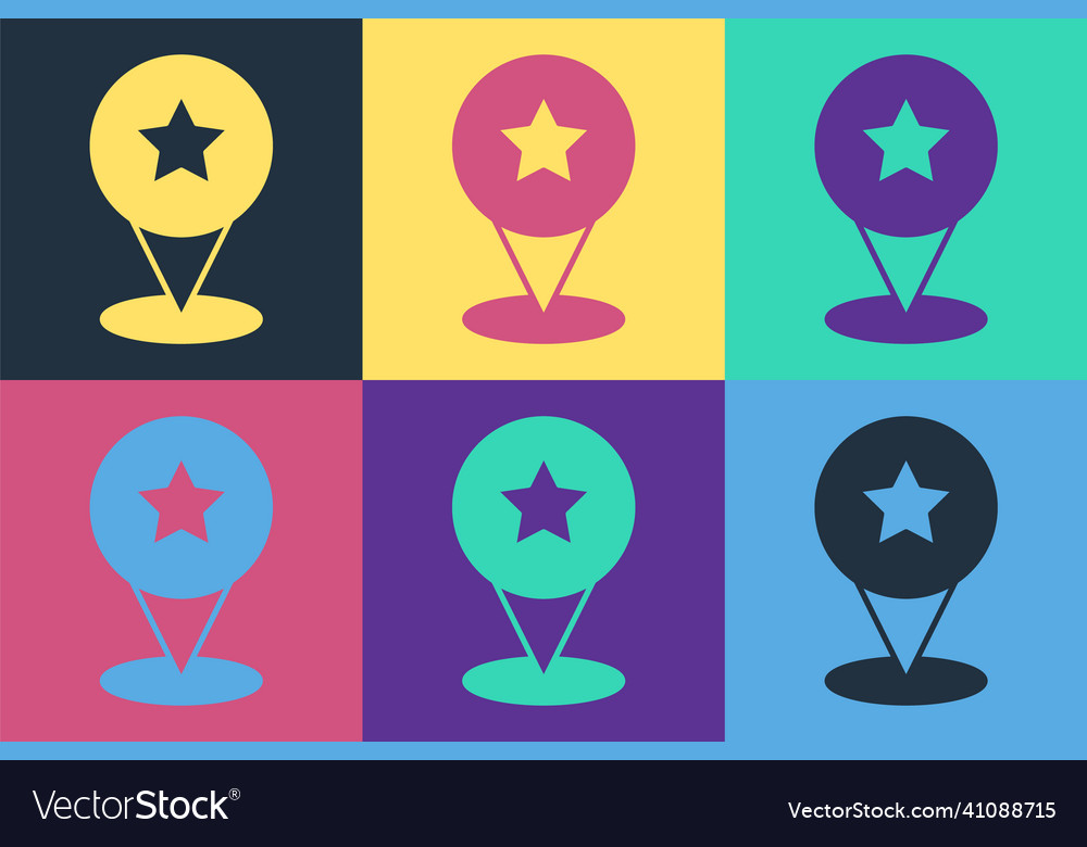 Pop art map pointer with star icon isolated vector image Pop art map pointer with star icon isolated