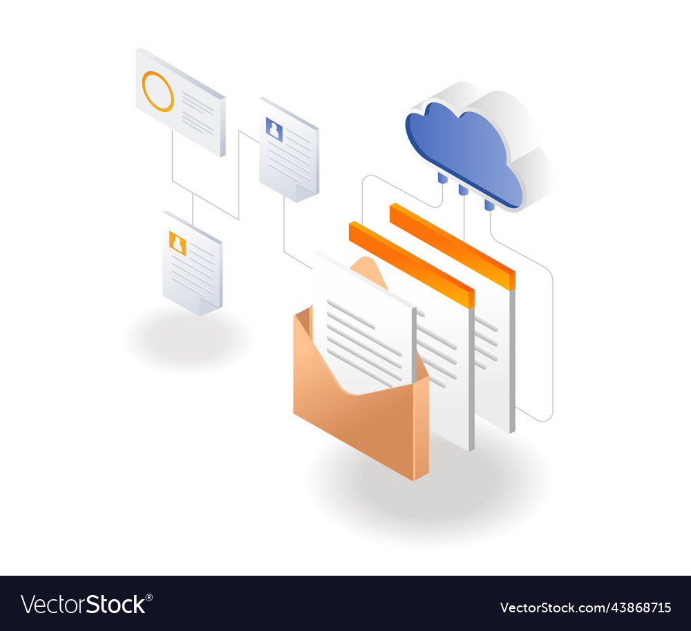 Process data server in isometric Royalty Free Vector Image