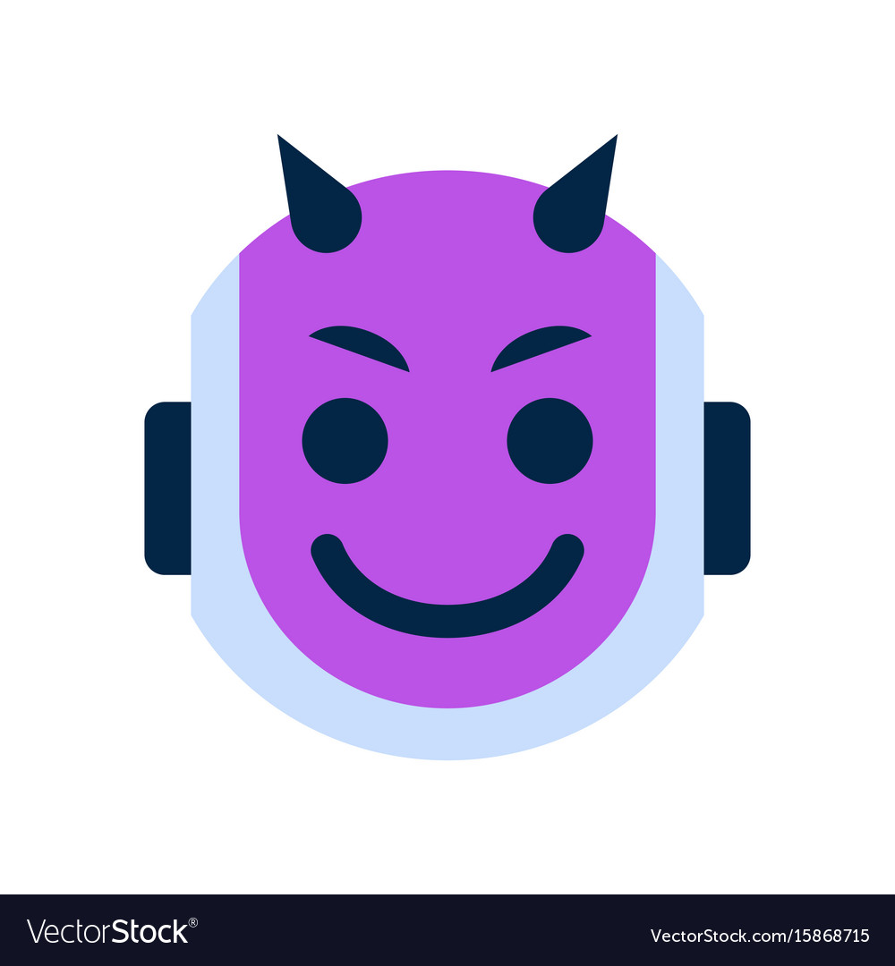 Robot face icon smiling devil emotion robotic