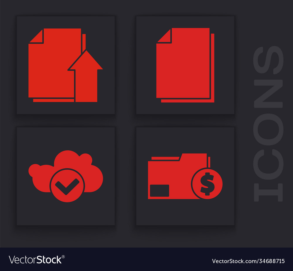 Set finance document folder upload file vector image Set finance document folder upload file