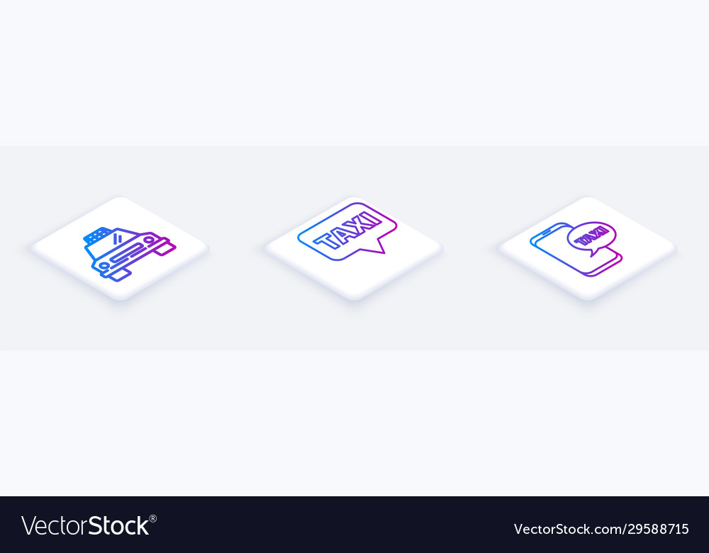 Set isometric line taxi car map pointer Vector Image Set isometric line taxi car map pointer