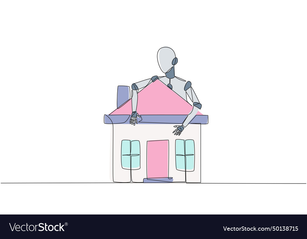 Single continuous line drawing robot hugging