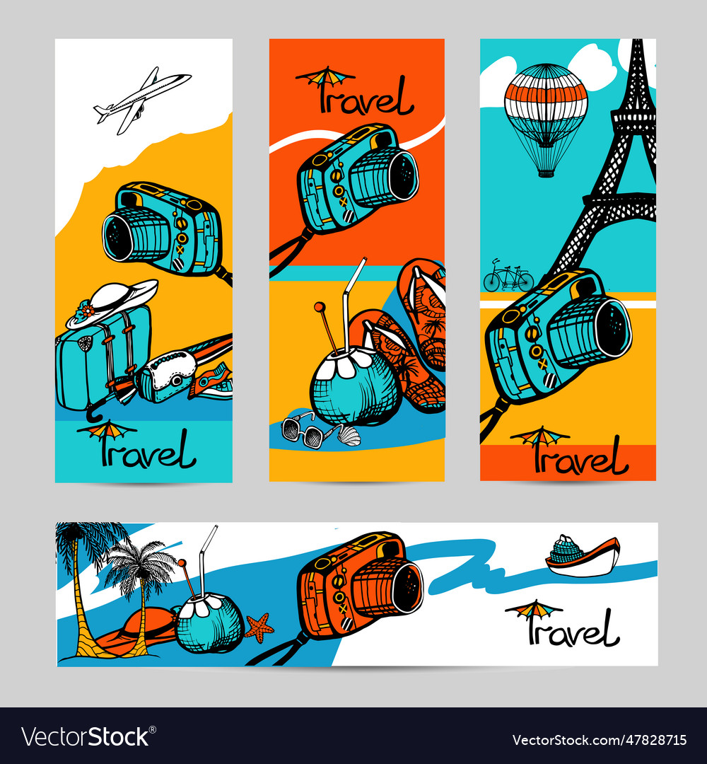 Travel photo banner set Royalty Free Vector Image