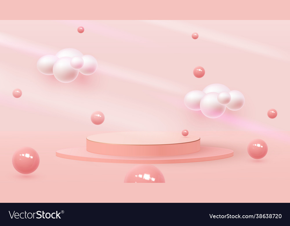 3d rendering a podium box with balls bouncing