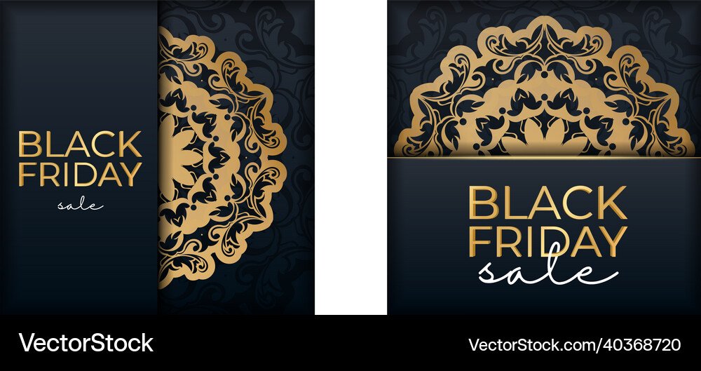 Blue black friday poster with abstract gold Vector Image