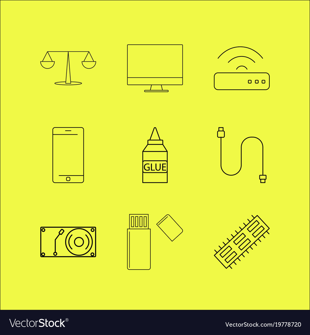 Devices linear icon set simple outline icons