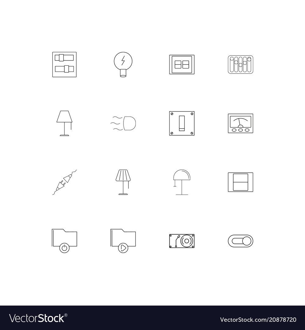 Electrical linear thin icons set outlined simple