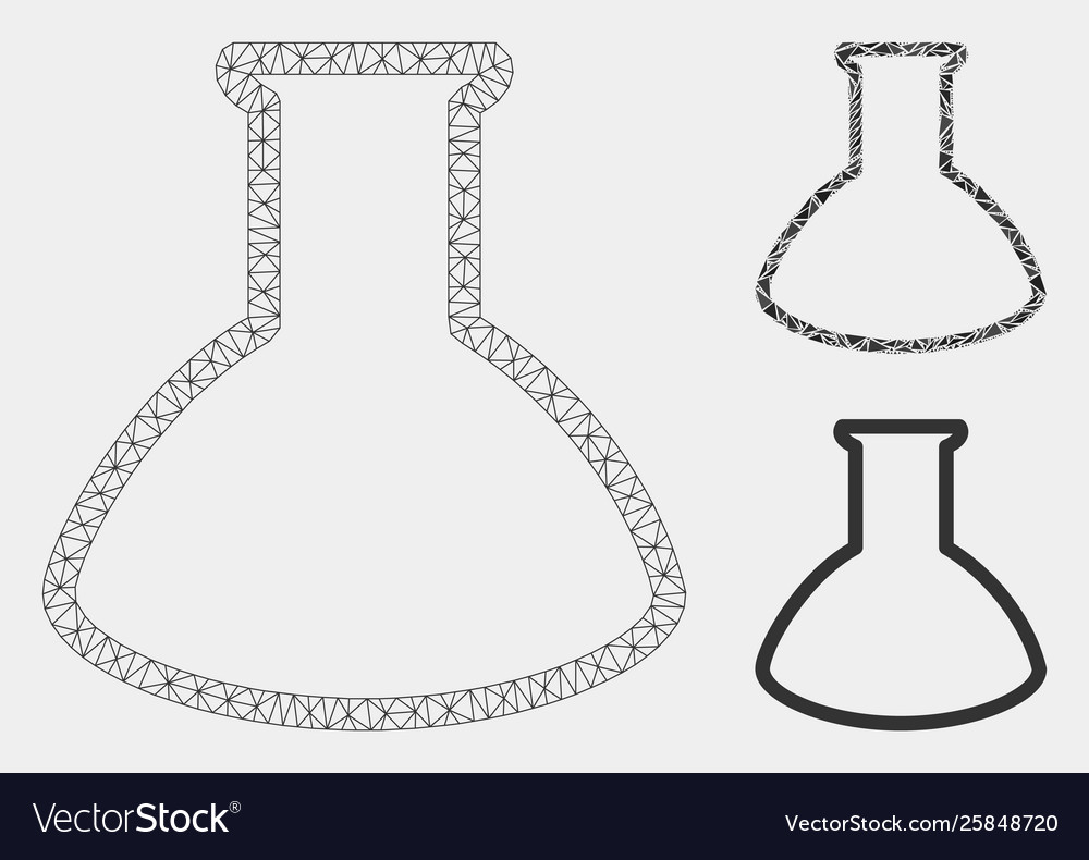 Empty rounded retort mesh 2d model vector image Empty rounded retort mesh 2d model