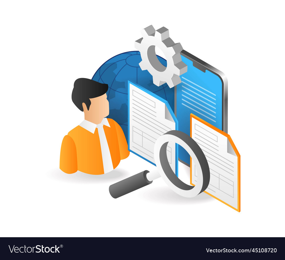 Flat isometric 3d process of sorting data
