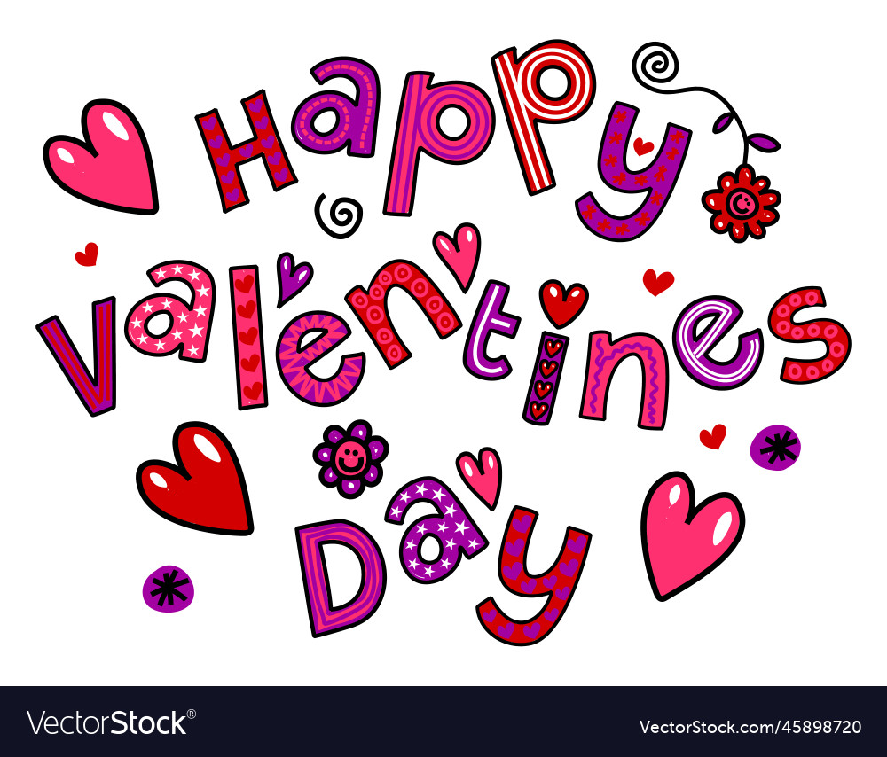 Happy valentines day romantic pink text