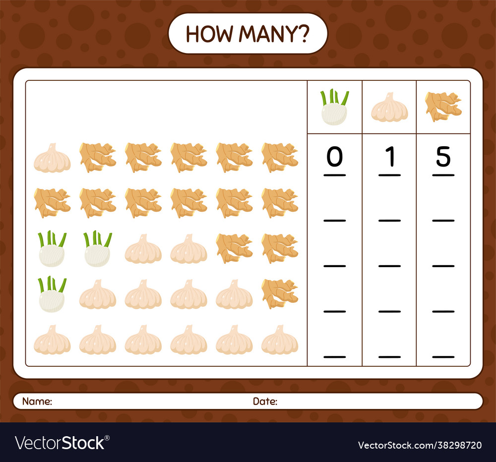How many counting game with vegetables worksheet