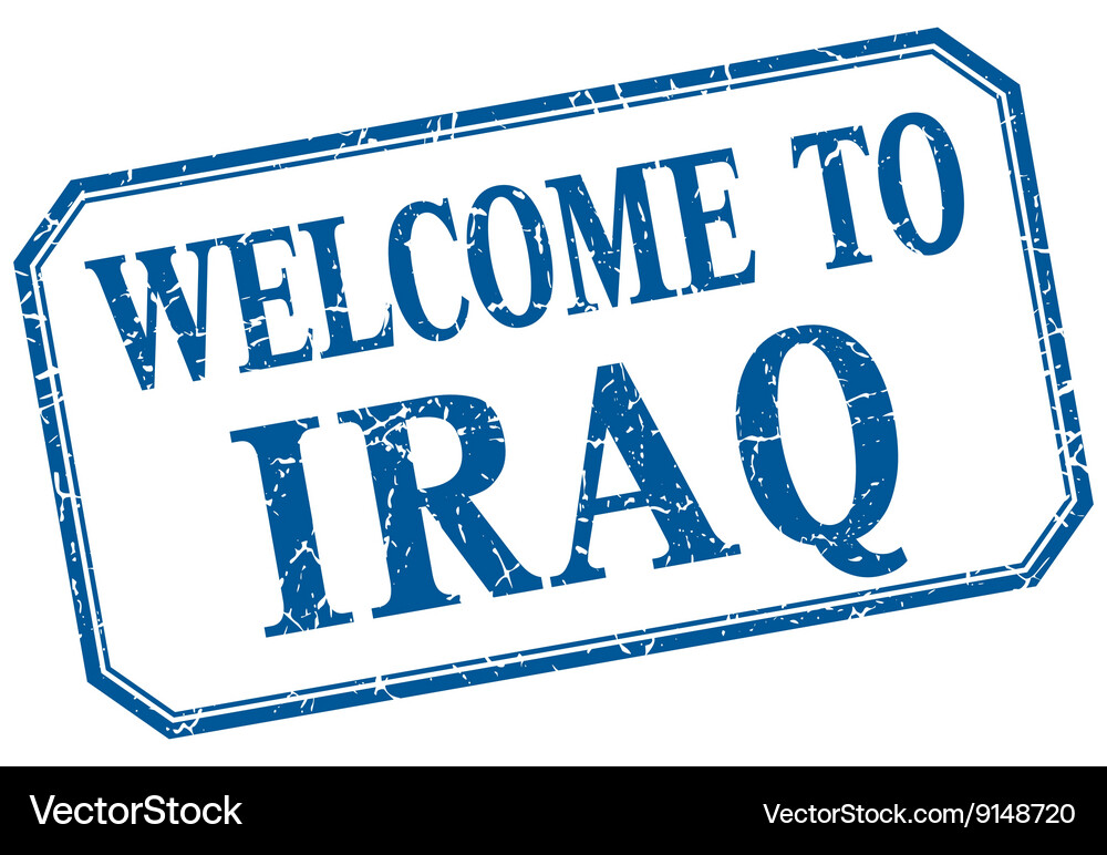 Iraq - welcome blue vintage isolated label Vector Image