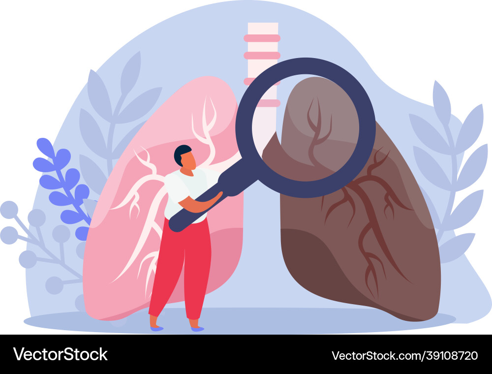 Lung inspection flat composition Royalty Free Vector Image