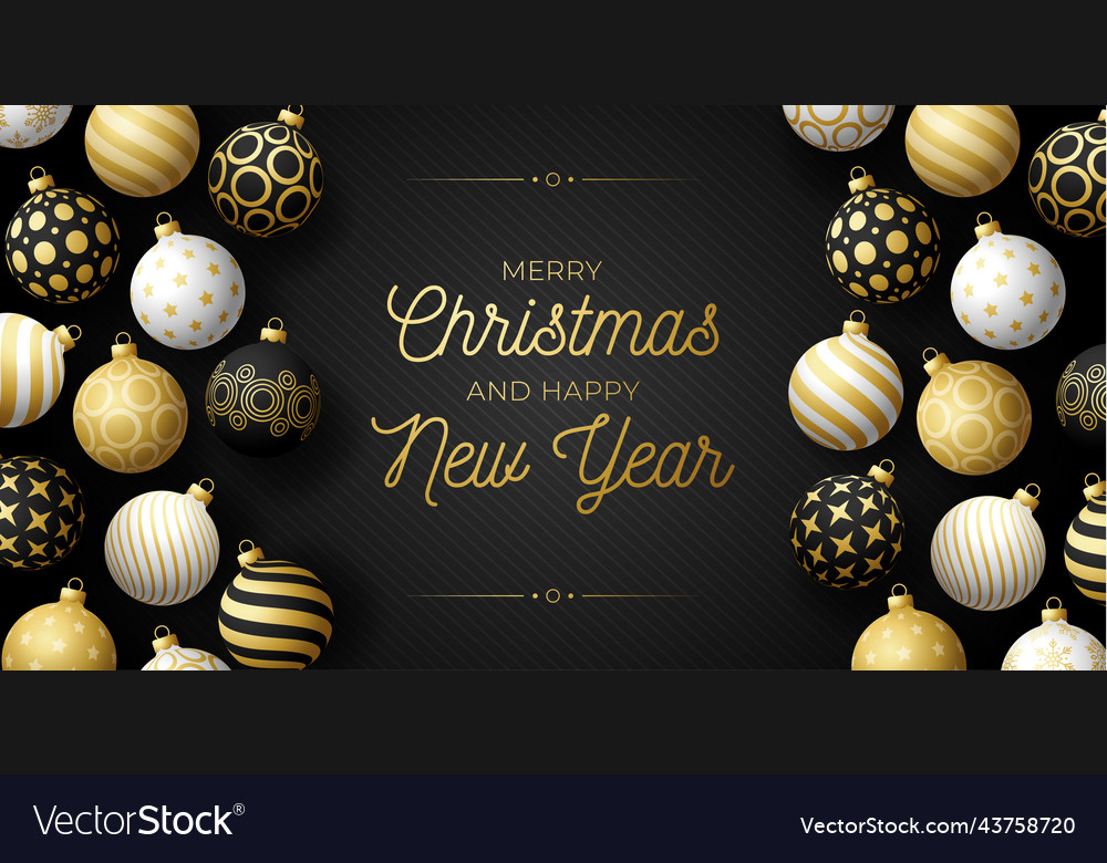 Luxury christmas and new year horizontal greeting