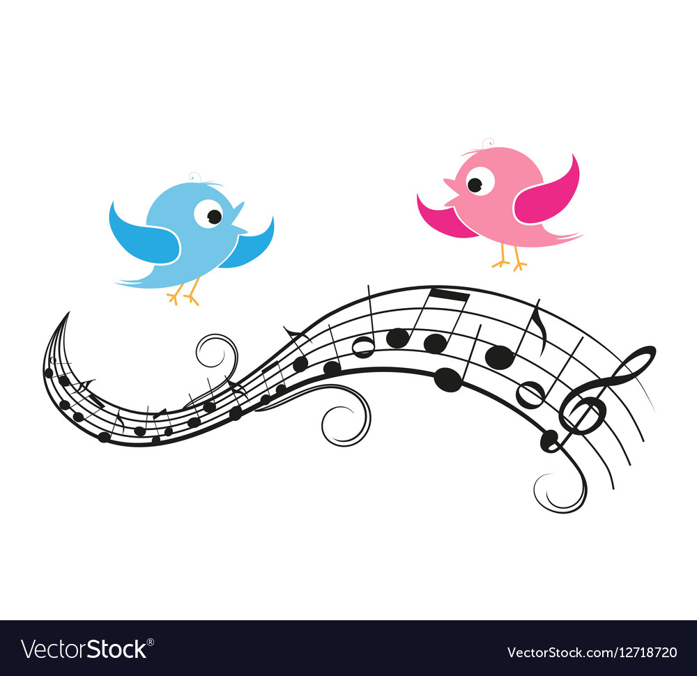 Musical Notes With Birds Royalty Free Vector Image