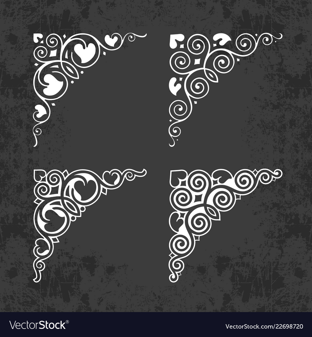 Ornamental calligraphic corners on chalkboard Vector Image