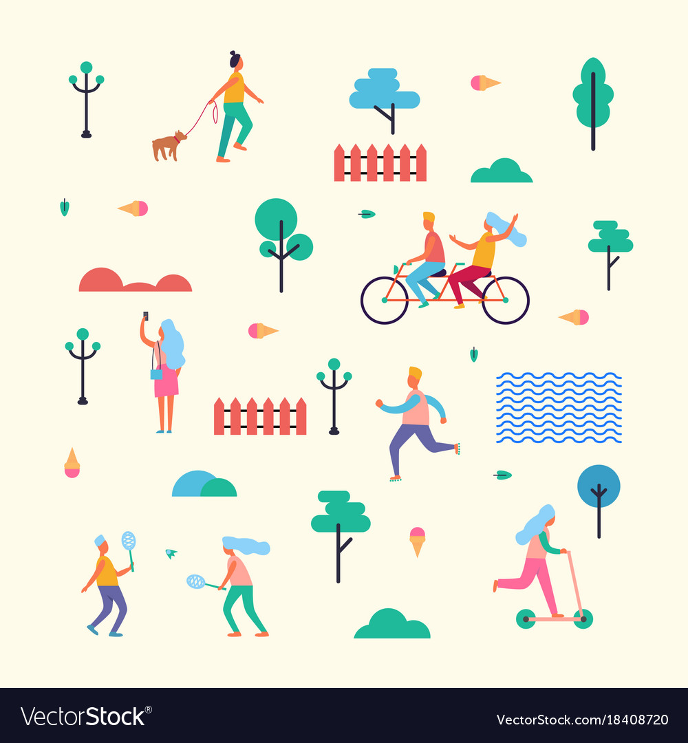Pattern made of minimalistic characters on walk
