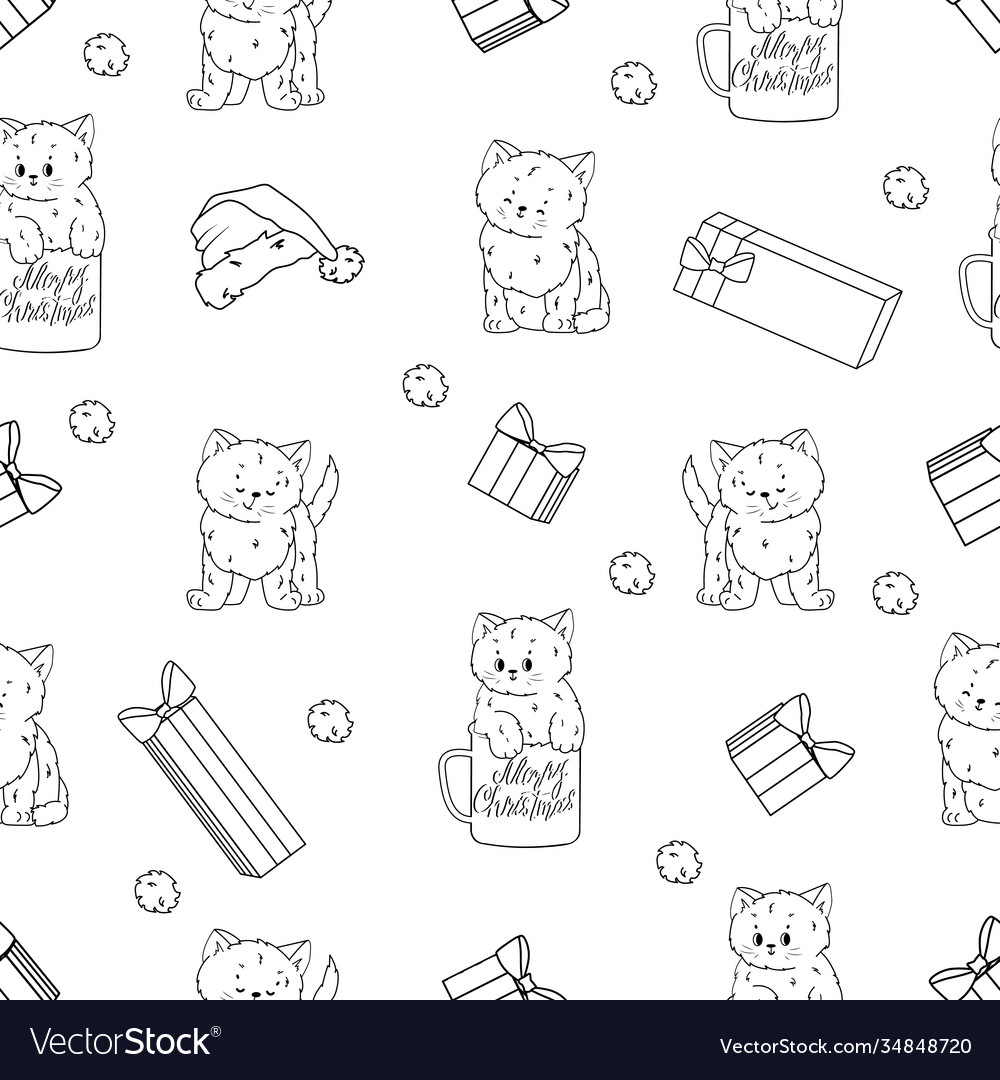 Repeat seamless pattern cats and kittens