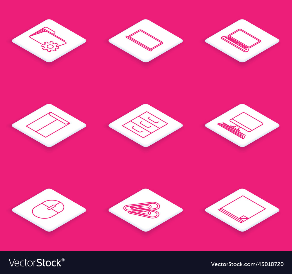 Set line folder settings with gears laptop vector image Set line folder settings with gears laptop