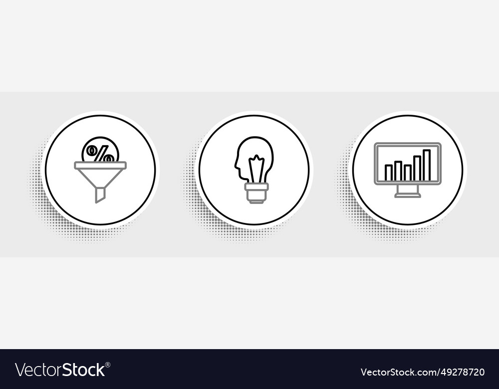 Set line monitor with graph chart lead management vector image Set line monitor with graph chart lead management