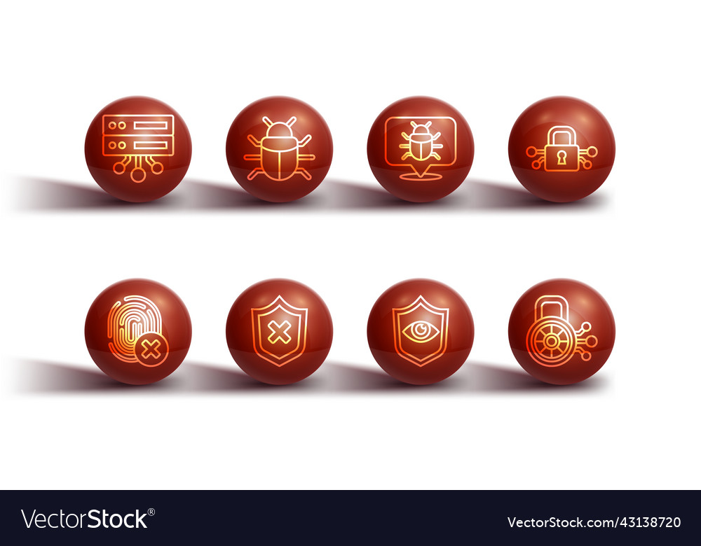 Set line server data web hosting cancelled vector image Set line server data web hosting cancelled