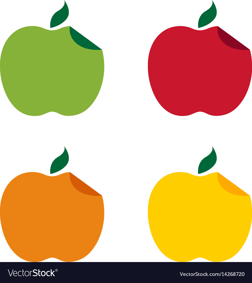 Set of different apples with curved edge design