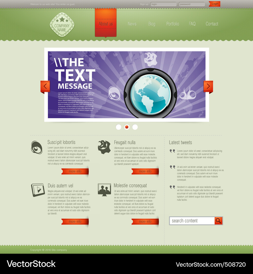 Website design template Royalty Free Vector Image