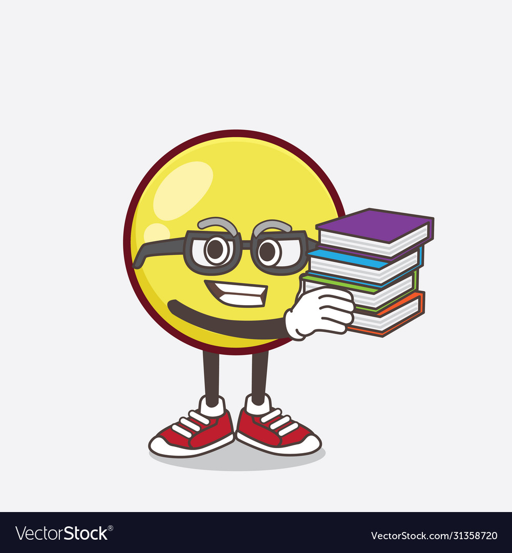 Yellow Emoticon Cartoon Mascot Character Studying Vector Image