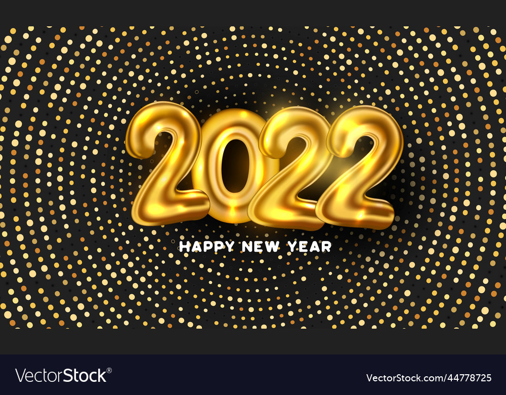 Abstract dots background with 2022 golden balloon