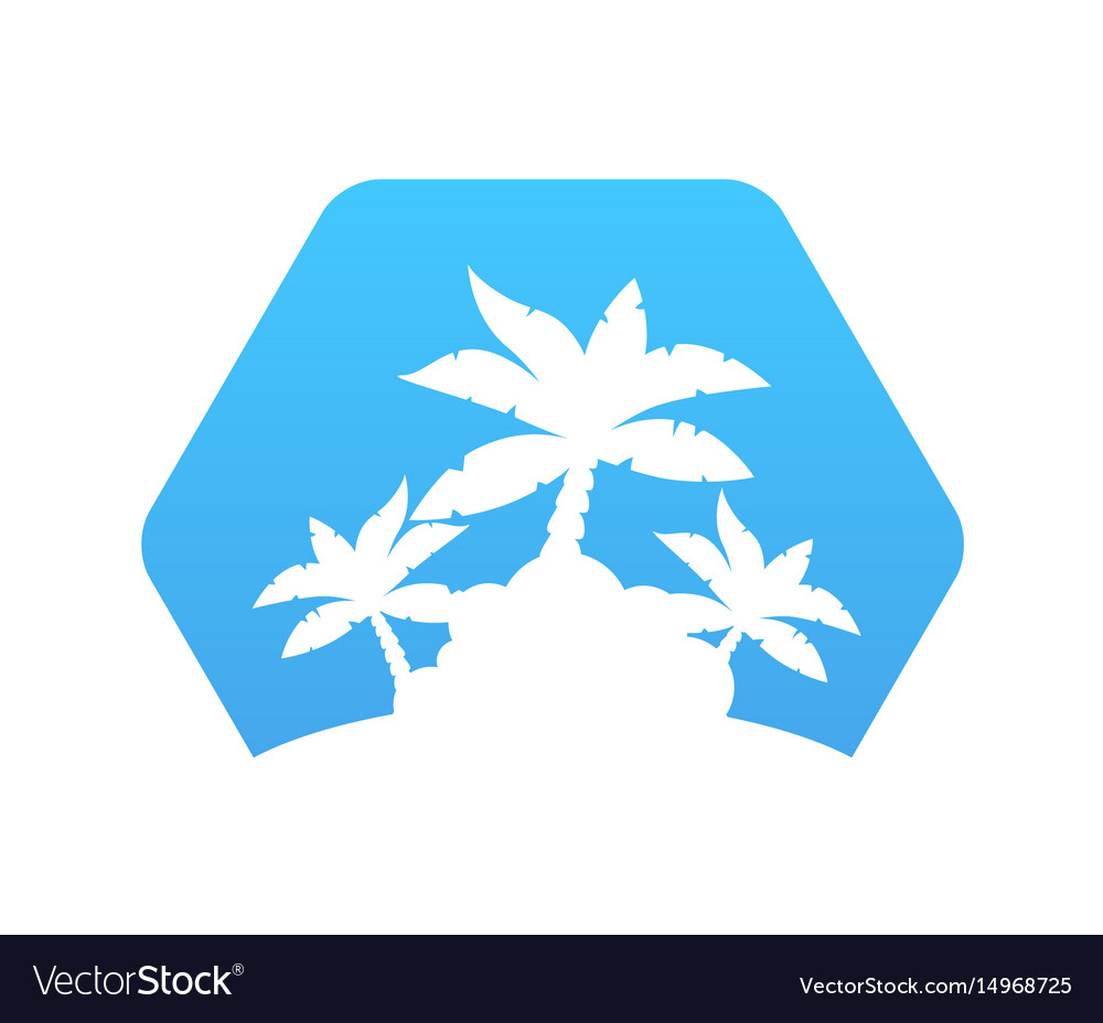 Abstract hexagon icon with palm trees