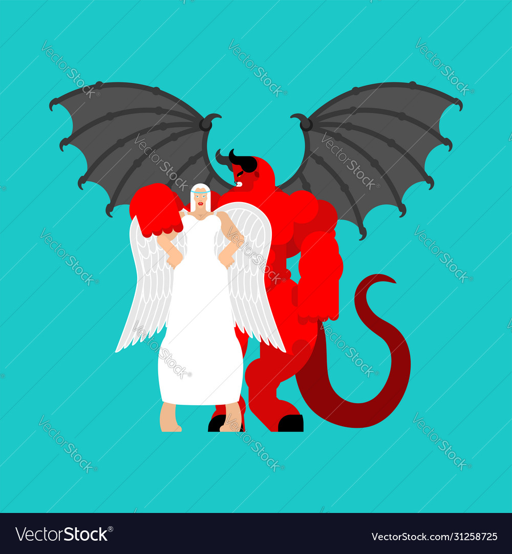 Angel Woman And Demon Man Beautiful Archangel And Vector Image