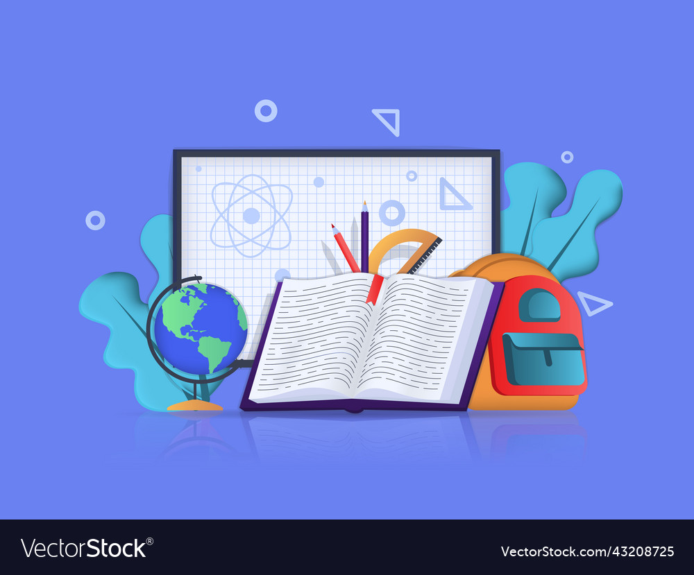 Back to school concept 3d icon Royalty Free Vector Image