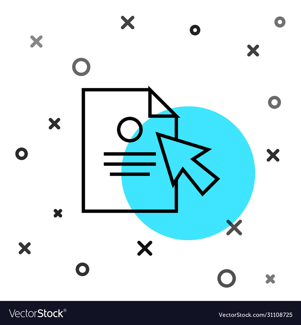 Black line document and cursor icon isolated vector image Black line document and cursor icon isolated
