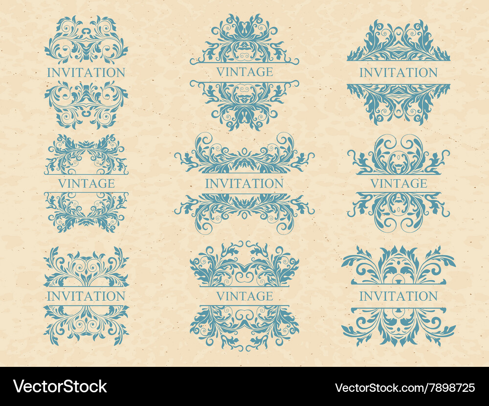 Calligraphic elements vintage set frame Royalty Free Vector