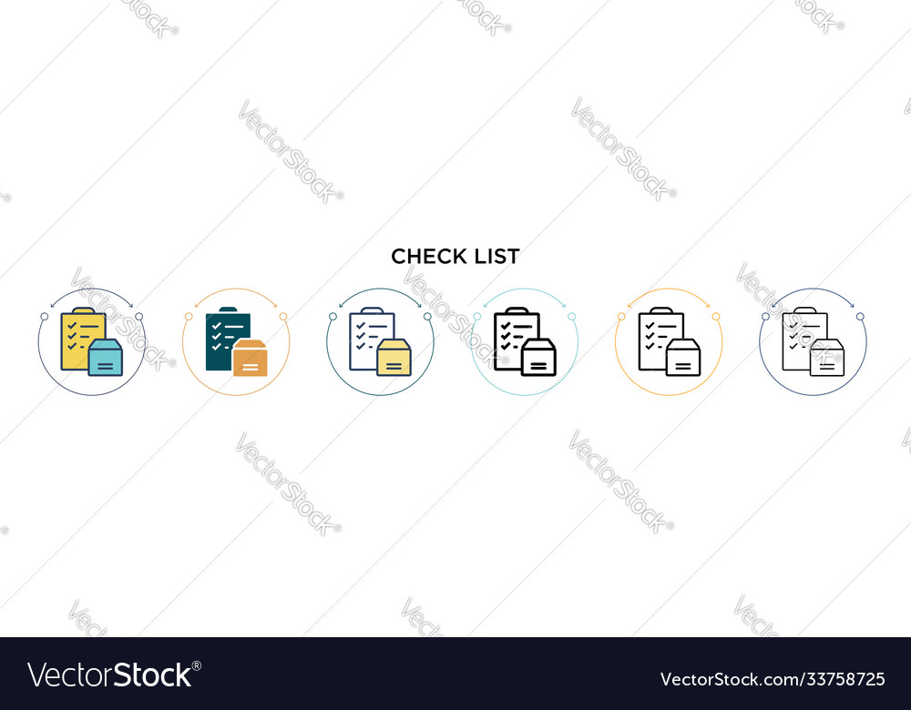 Check list icon in filled thin line outline