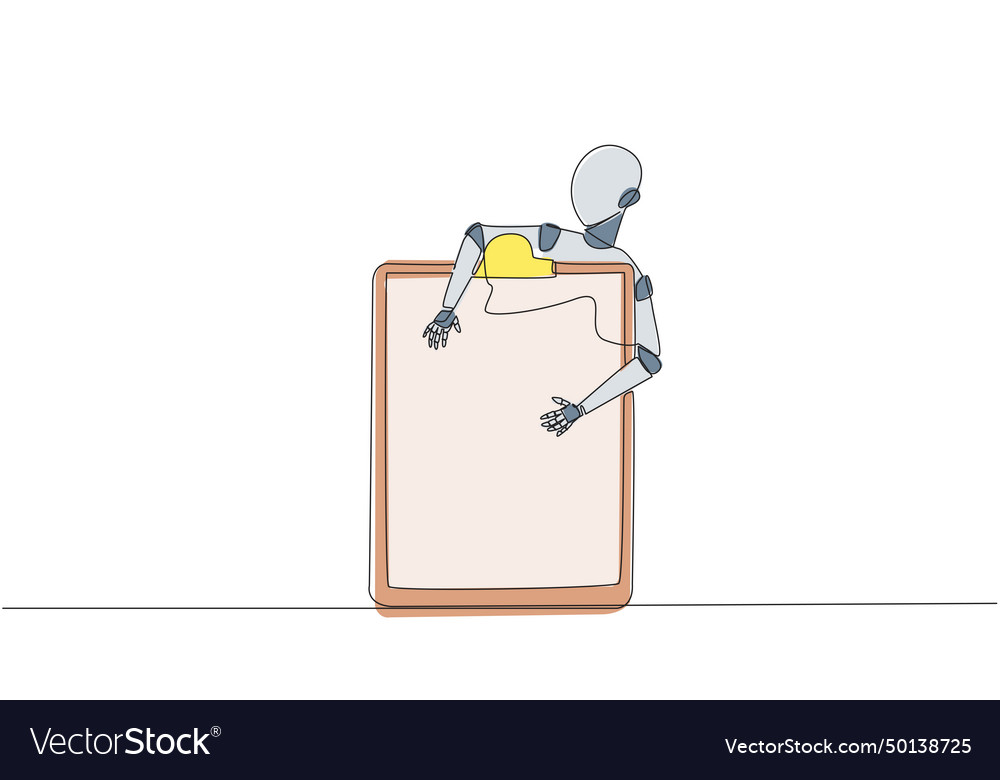 Continuous one line drawing robotic hugging Vector Image Continuous one line drawing robotic hugging