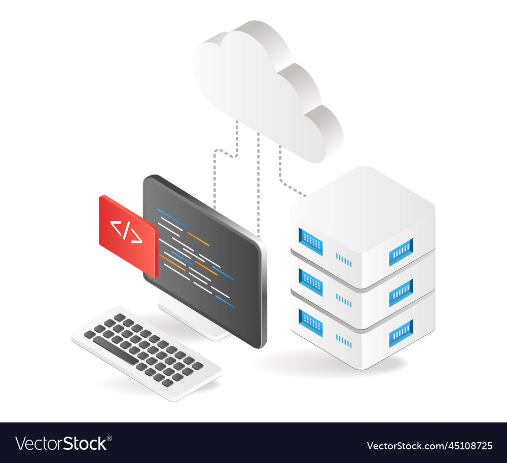 Flache isometrische 3d Programmiersprache für Server