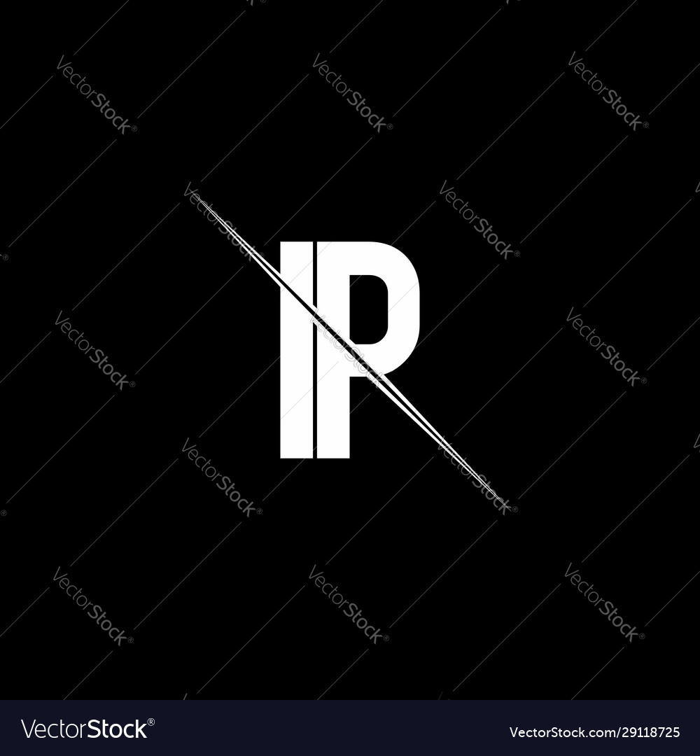 Ip logo monogram with slash style design template