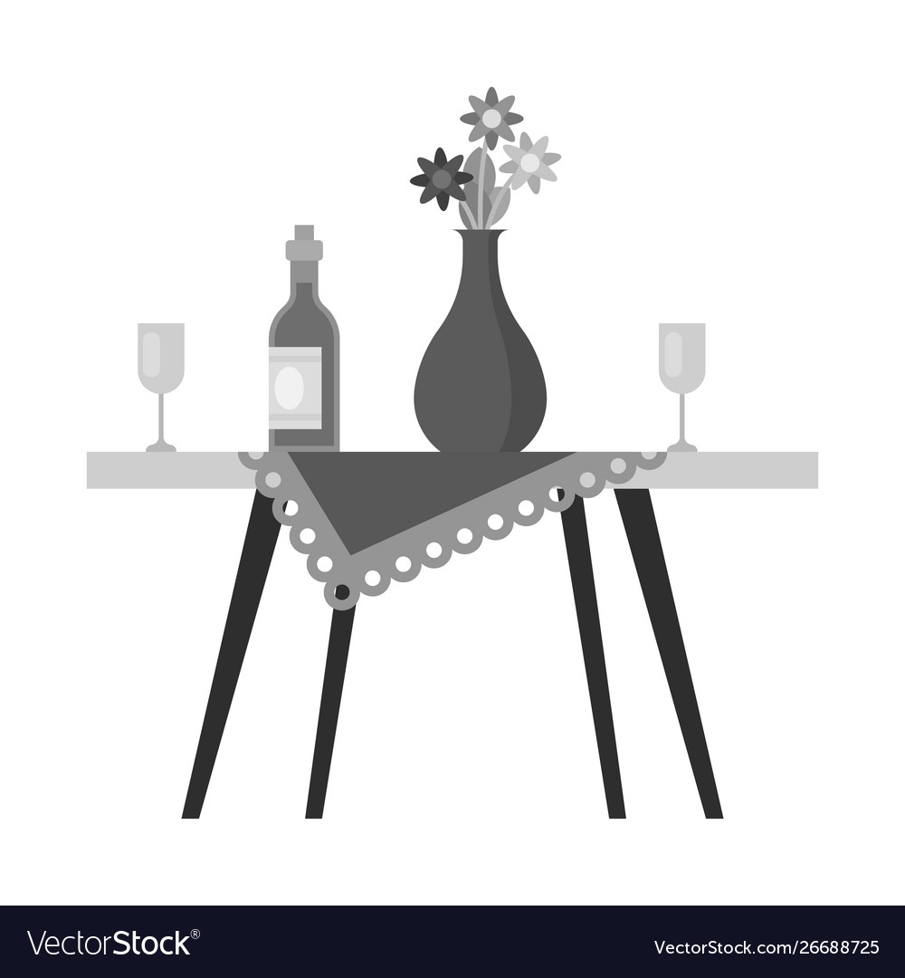 Isolated object table and vase sign set
