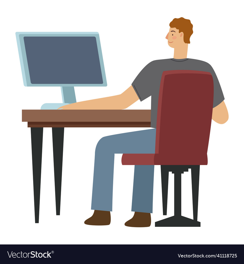 Man using computer Royalty Free Vector Image - VectorStock